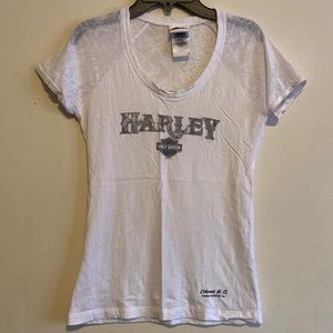 Womens Harley Davidson Snakeskin Shirt White Small